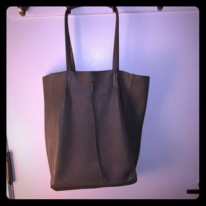 Grey leather tote bag - real Italian leather!